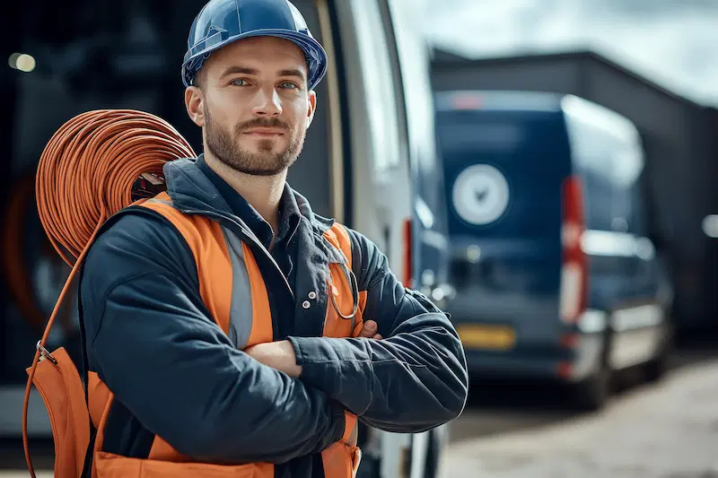Experienced electrical contractor preparing for a service call