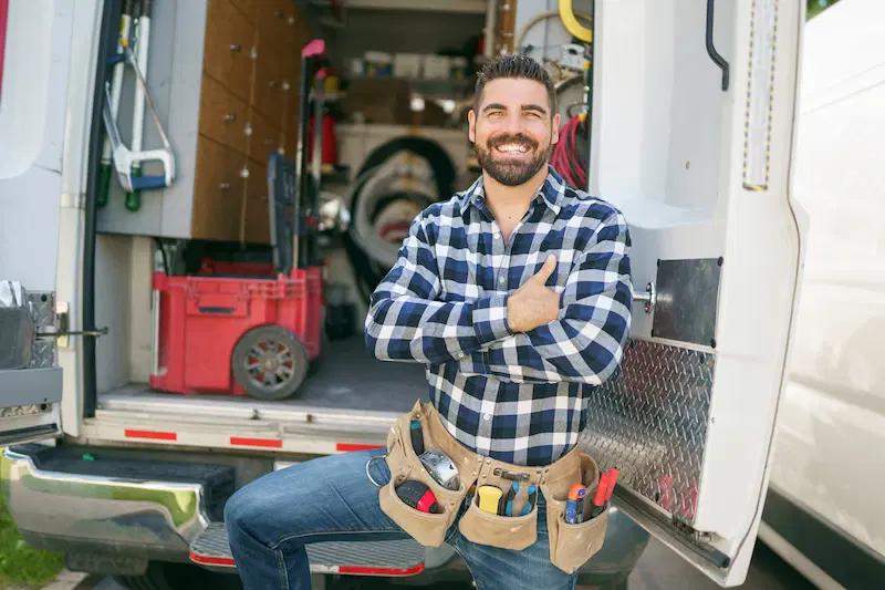 Professional electrical contractor at work